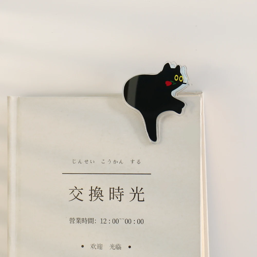 4Pcs/set black cat Clip Acrylic Cute Page Holder Paper Clips Binder Clip Clamp File Index Photo Stationery Storage Office School