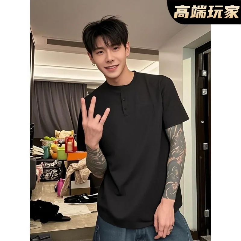 

Новая летняя высококачественная футболка унисекс, серая, с коротким рукавом, в американском стиле, для ношения под одеждой.