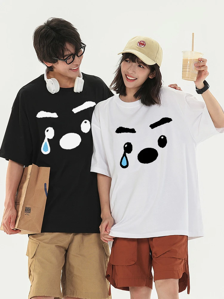 Sad Expression Couple's Summer Cotton Short-sleeved 2024 New High-quality Trend T-shirt Summer Loose Casual T-shirt