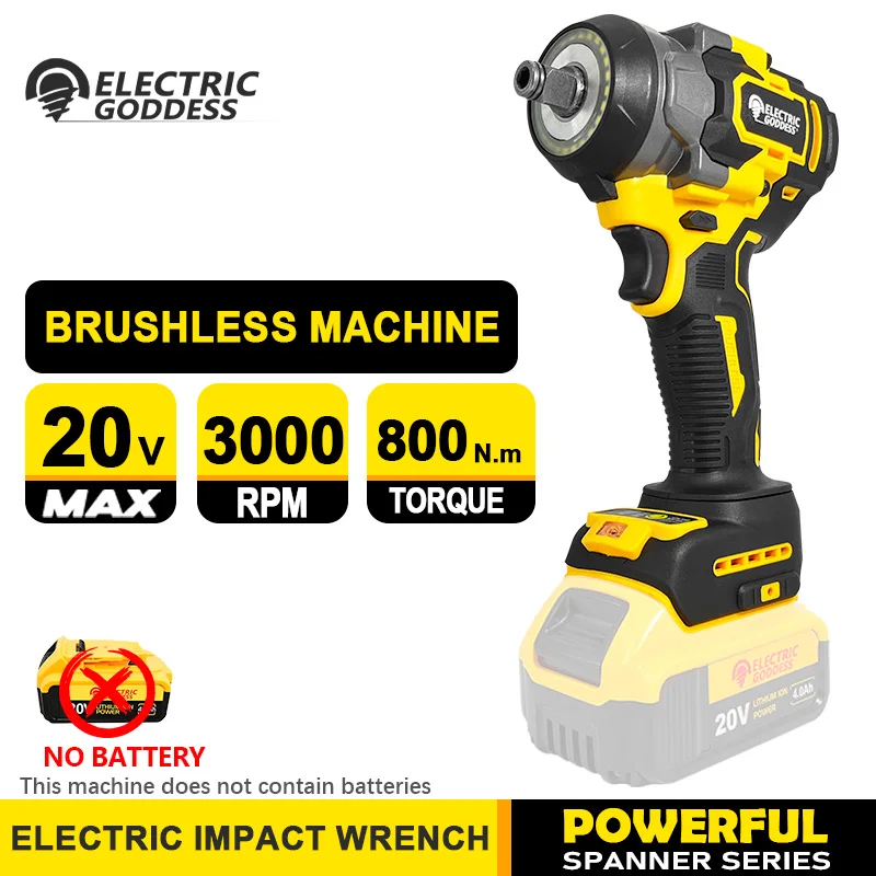 

Electric Goddess 800N.M Brushless Electricity Impact Wrench Cordless Multifunctional Power Tool For Makita 20V Battery ﻿