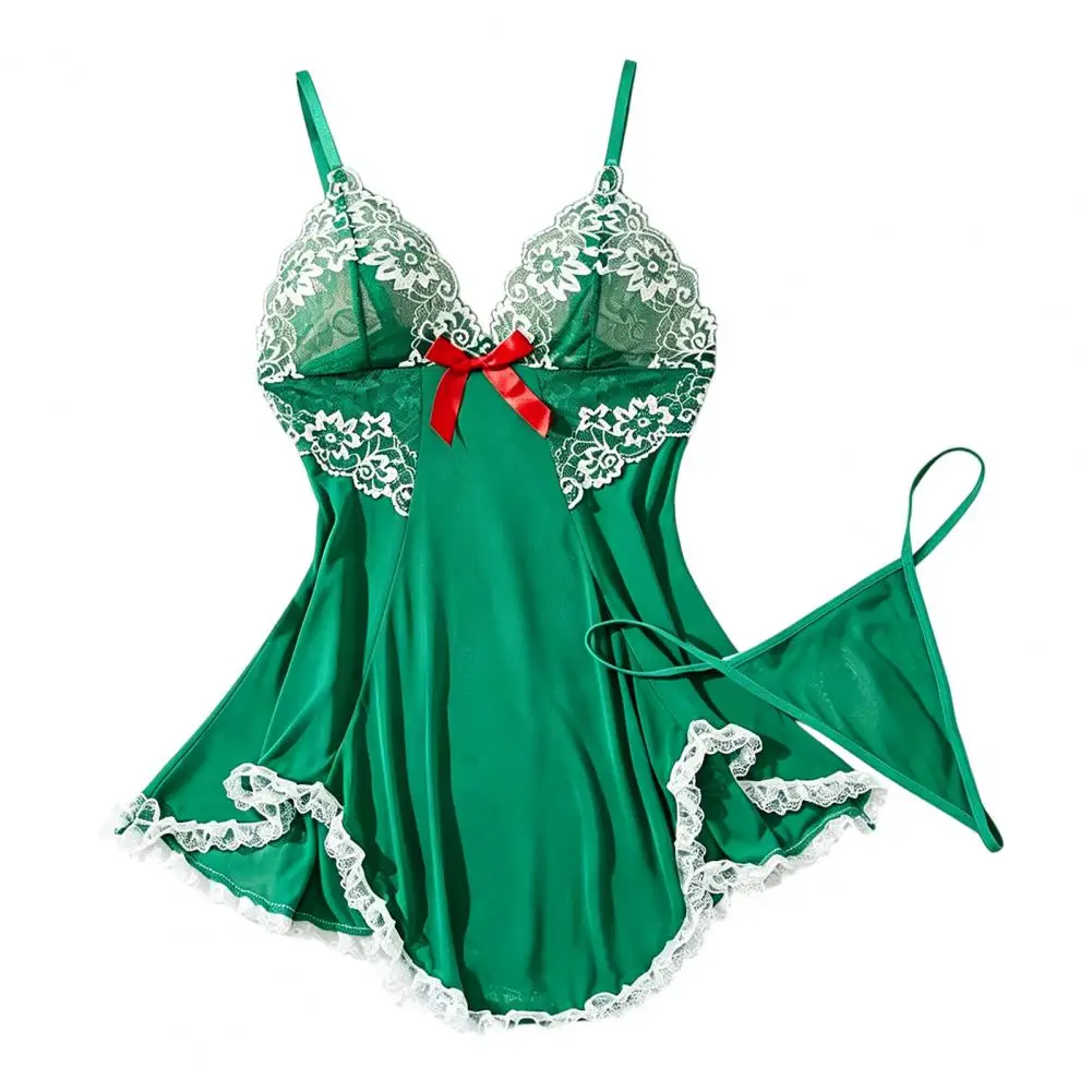 Women Nightgown Ultra-thin Mesh Nightdress Plus Size Sexy Babydoll Nightdress Lace Trim Sheer Mesh Chemise Slip Dress Spaghetti