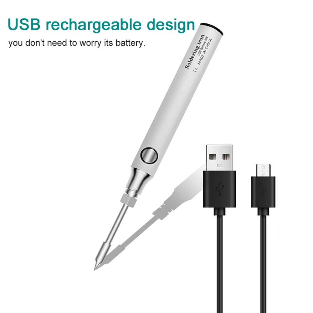 DIY Electronic Repair Kit Professional Cordless USB Rechargeable Soldering Iron Portable Welding Tool Safe Handheld Pen