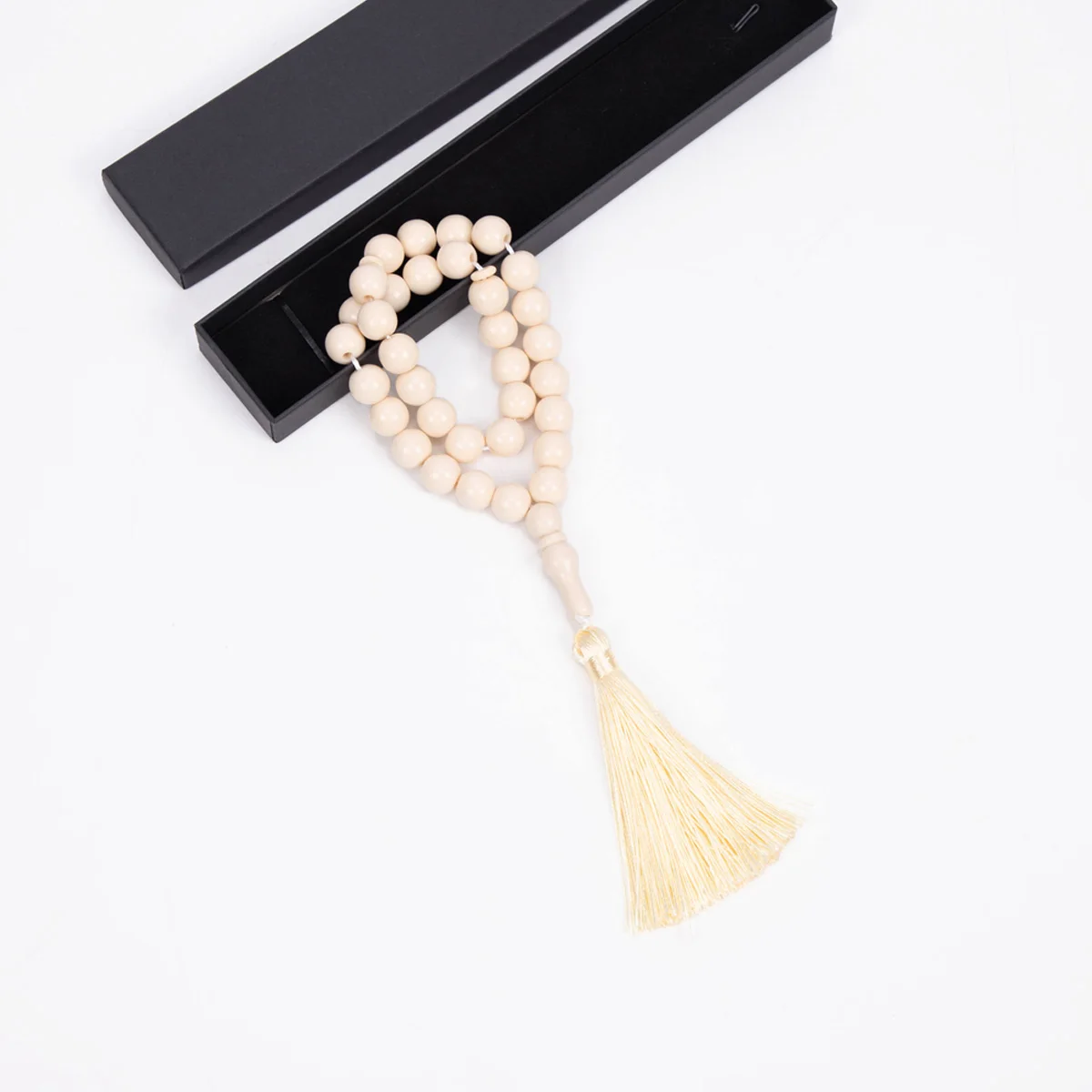 RIMAIRE Muslim Men's White Prayer Cap and Prayer Beads Set For daily prayers or Ramadan festivities