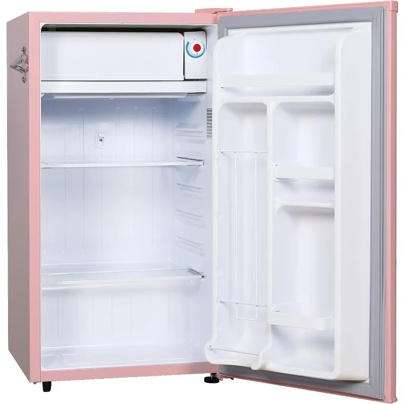 FRIGIDAIRE EFR376 Retro Bar Fridge Refrigerator with Side Bottle Opener, 3.2 cu. Ft, Pink/Coral