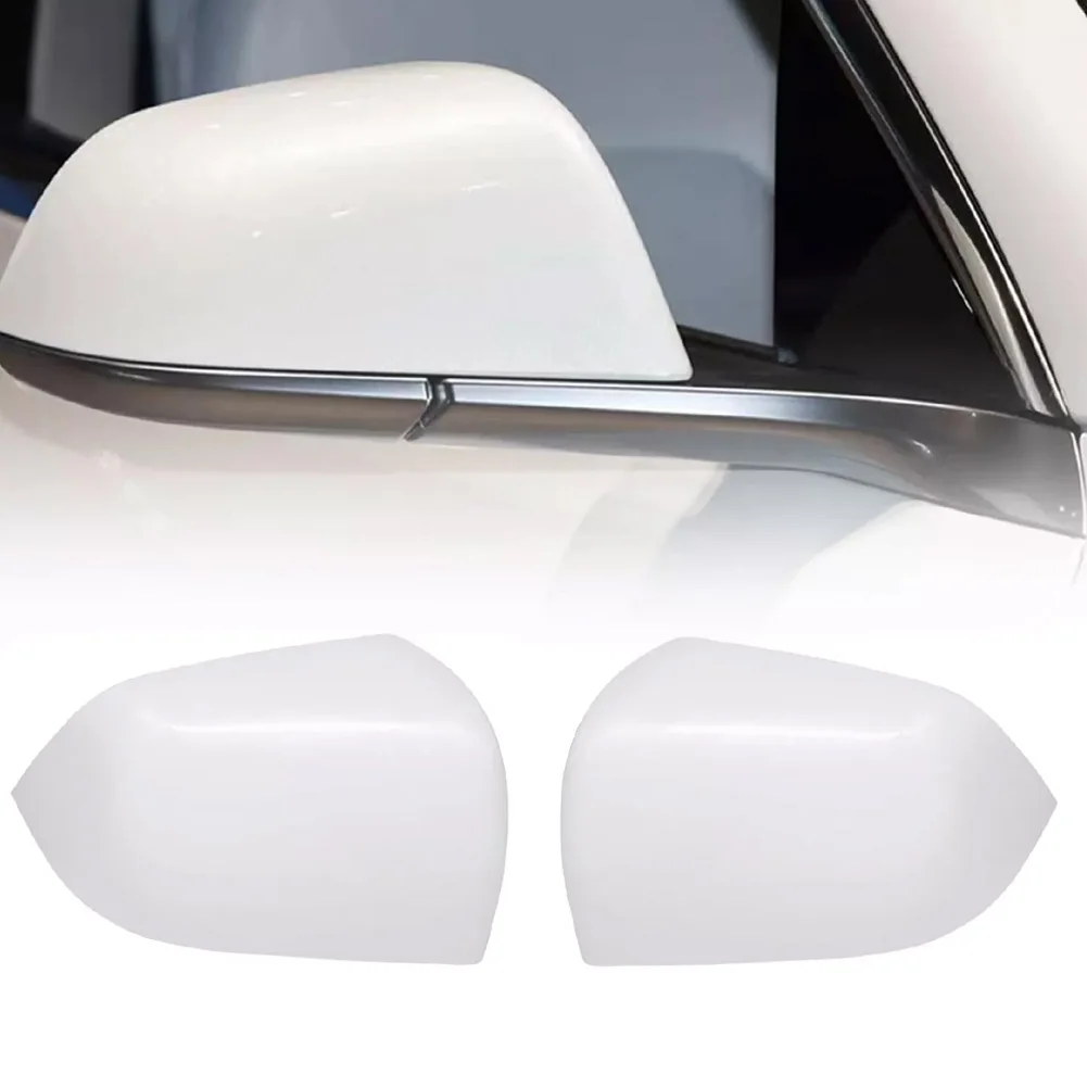 For Tesla Compatible Mirror Cover in Elegant Pearl White Color For the Years 2019 & 2018 With Easy Removal Options