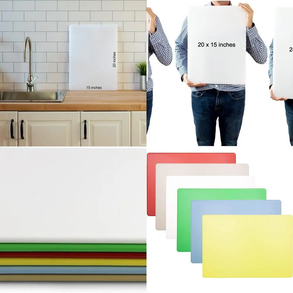 مجموعة ألواح تقطيع تجارية متعددة الألوان مكونة من 6 قطع - 20 × 15 × 0.5 لمتوافقة مع HACCP وآمنة للأغذية