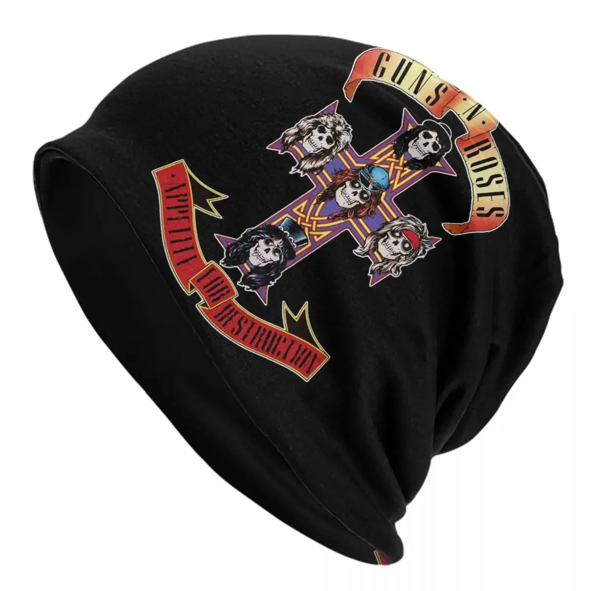 Hard Rock Band Guns N Roses Skullies Beanies Caps Fashion Winter Warm Women Men Knit Hats Unisex Adult Bullet Logo Bonnet Hats