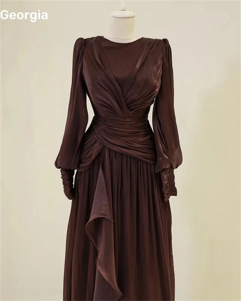 

Customized Wedding Party Dress A-Line Ruffle Prom Dresses V-Neck Women'S Evening Dresses Floor-Length Zipper Up Long Sleeves