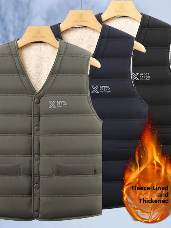 

Мужской теплый хлопковый жилет из овечьей шерсти на осень-зиму, повседневный деловой стиль, с высоким воротником и одной пуговицей