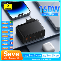 Baseus 160W GaN Charger For iPhone 15 14 13 Fast Charger For Laptop USB C Charger Support PD3.1 QC Phone Charger For Xiaomi