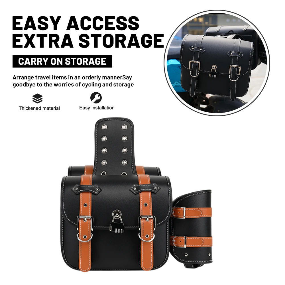 Throw Over Vintage Motorcycle Side Saddle Bag Universal Waterproof Custom Moto Pannier Luggage Cargo Bag For Cruiser Touring