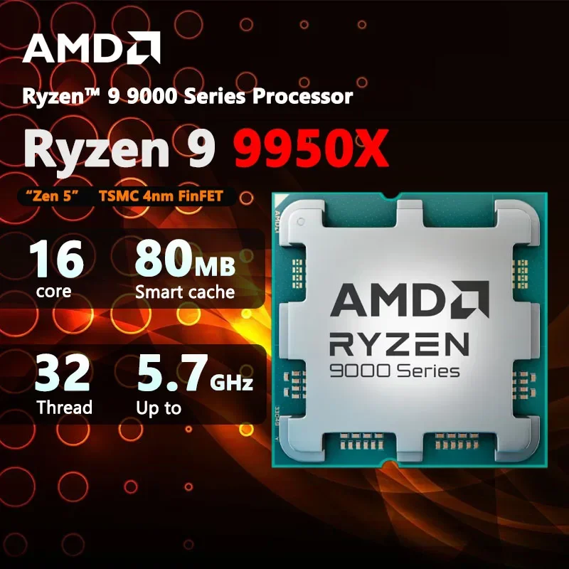 AMD Ryzen 9 9950X R9 9950X Neuer 16 Kerne 32 Threads 5,7 GHz AM5-Prozessor