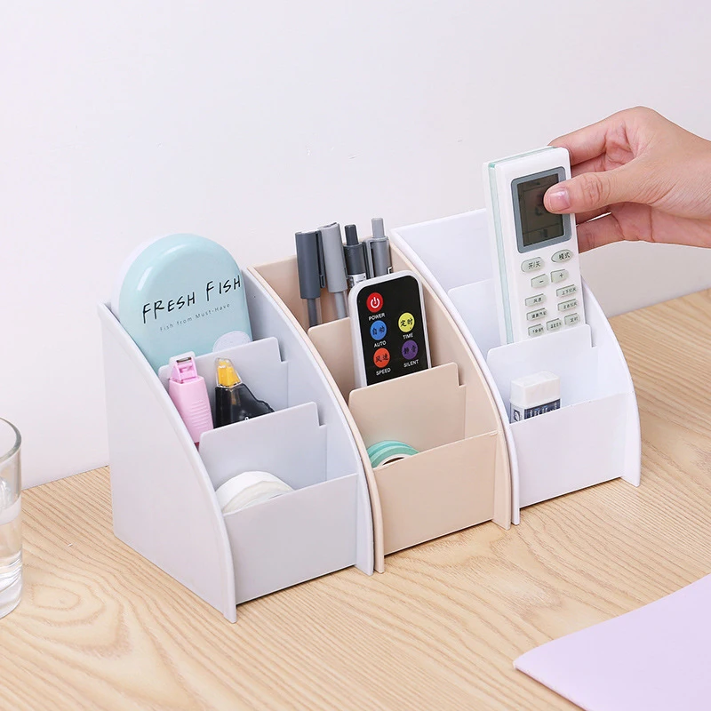 

Plastic Desk TV Remote Control Phone Organizers Holder Stand Washable Home Office Storage Boxes Makeup Debris Storage Cases