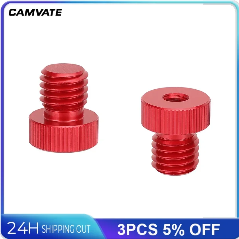 CAMVATE 15mm Rod Cap Plug Extension Connectors Red /Black M12 Male to 1/4