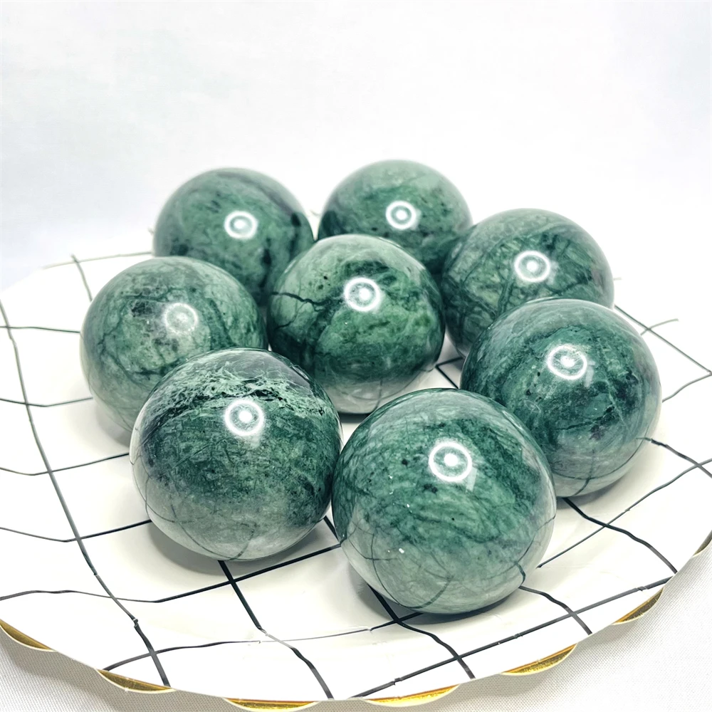 Natural Gemstone Dark green Ball Deep green Jade Home Garden Decoration Holiday Gift Witchcraft Altar Prayer Crystal Healing