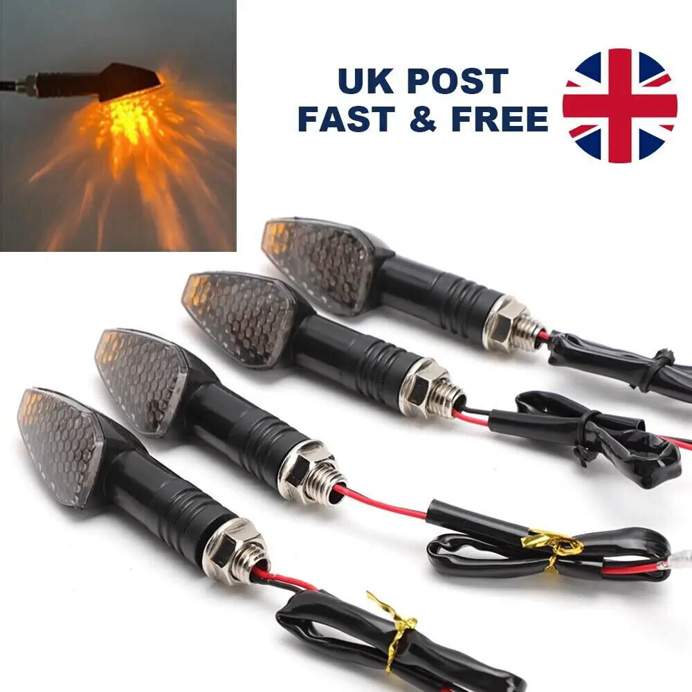 4Pcs Universal 14LED Motorcycle Motorbike Turn Signal Indicators Light Lamp UK