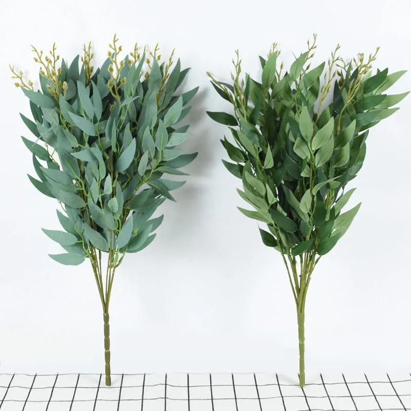 Artificial Plants Italian Ruscus Greenery Stems Spring Faux Shrub Bushes Green Leaves for Wedding Arch Bouquet Home Decor