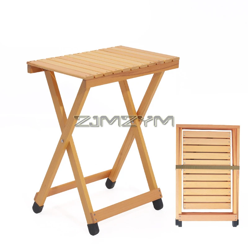 Beech Wood Outdoor Folding Side Table 53X34X65cm for Patio, Garden & Camping, Coffee & Dining End Tables