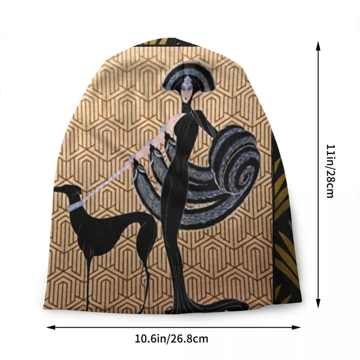 Art Deco Erte Greyhound Skullies 비니 모자, 따뜻한 니트 모자, 겨울 스트리트웨어, 남녀 공용 성인 Whippet Sighthound Dog 보넷 모자