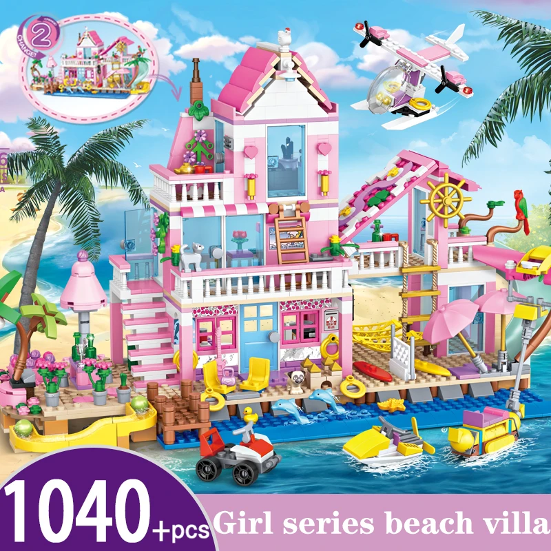 Mädchen Serie Urlaub Villa Cottage Am Strand Modell Baustein Set Wochenende Freunde Haus Party Szene Ziegel Spielzeug Für Geschenke