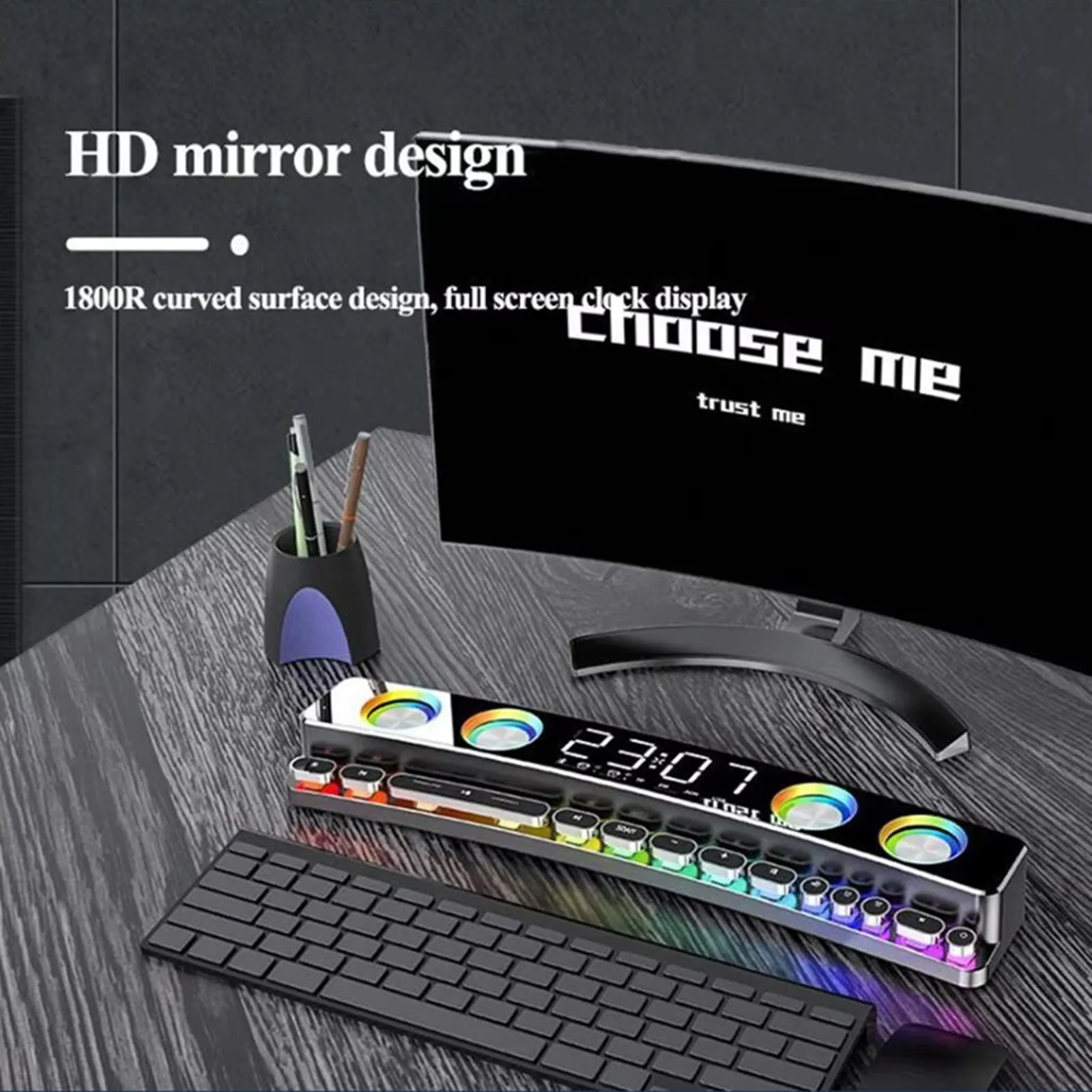 المنزل سمّاعات بلوتوث لعبة الرياضة الإلكترونية مضخم الصوت ثلاثية الأبعاد المحيطي اللاسلكية ساعة الصوت ساعة تنبيه ضوء راديو FM الكمبيوتر الصوت MP3 TF