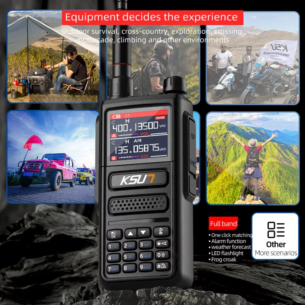 Professional Walkie Talkie Long  Range Walkie Talkie AM FM Radio Weather Forecast SOS Emergency Function Two Way Radio KSUN UV82