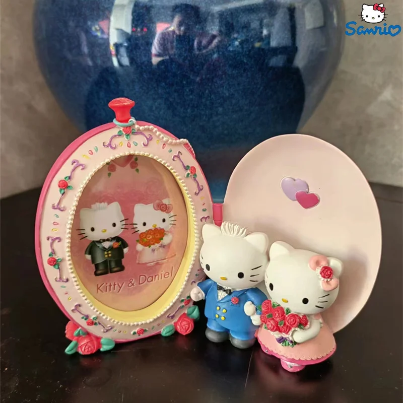 Sanrio Hello Kitty Picture Frame Clocks European Style Resin Flower Photo Frame Oval Rectangle Shape Frames For Wedding Gifts