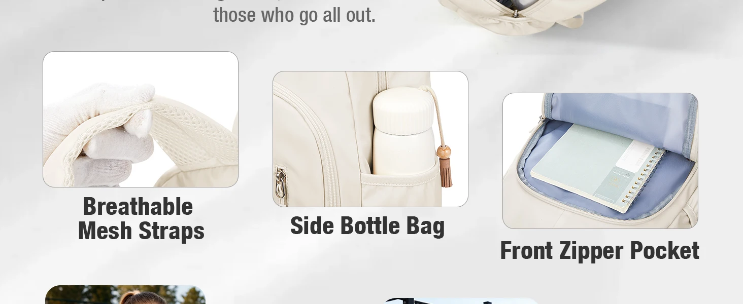Fitness-Rucksack für Damen, Wasserdichter Sportrucksack mit Schuhfach Lässiger Reiserucksack Trainingstasche für Schwimmen Volleyball – Detail 5