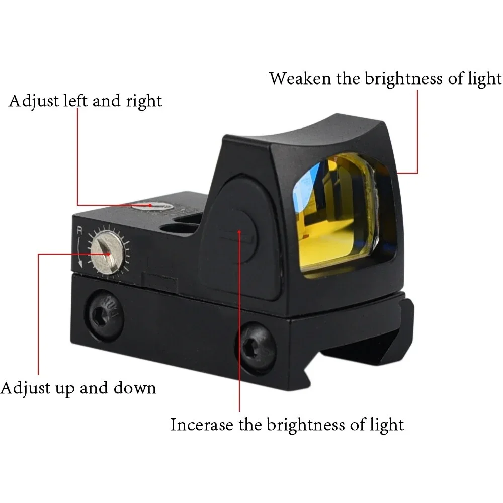 Mini Red Dot Sight Glock Tactical Optical Riflescope Hunting Reflex Collimator Airsoft Scope for 20mm Weaver Picatinny Rail