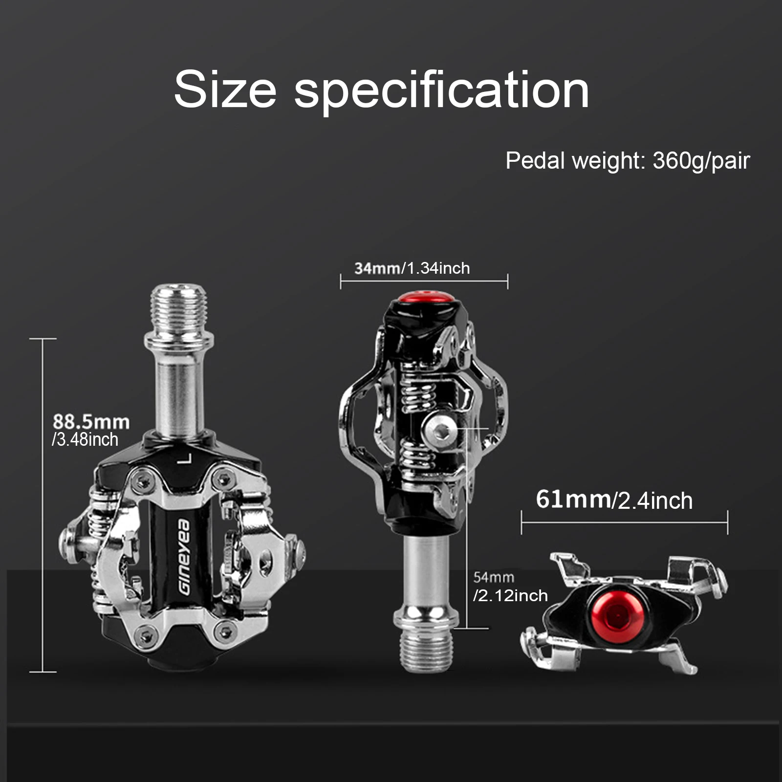 دواسات دراجة GINEYEA بدون مشبك، دواسات تحمل ختم دراجة الطريق MTB متوافقة مع SPD #3