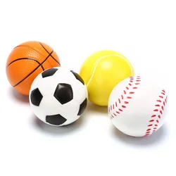 Mini Soft Football Basketball Baseball Tennis Toys 6.3cm Foam Rubber Squeeze Balls Anti Stress Toy Balls Soccer Hand Exercise