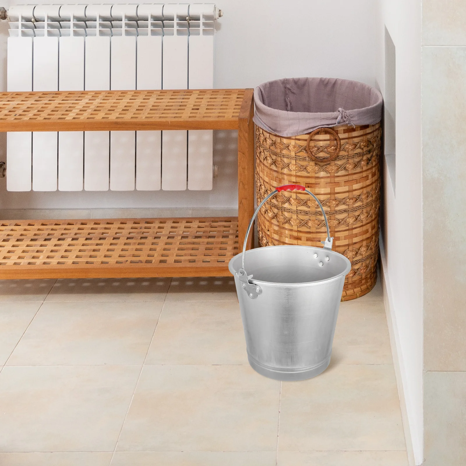 

Extra Thick Aluminum Water Bucket with Comfort Grip Handle Portable Metal Storage Container for Dairy Farm Garden Ice Beverage