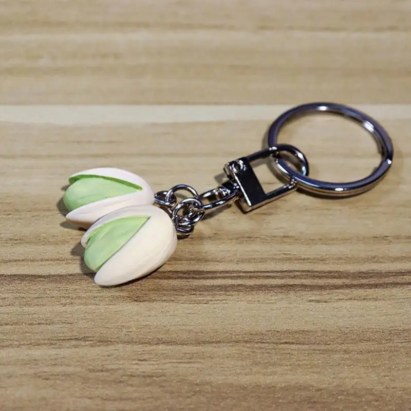 U13E Pistachios Designs Keychain Whimsical Nut Keychain with Resin Detailing Fun Keychain Charm for Everyday Use