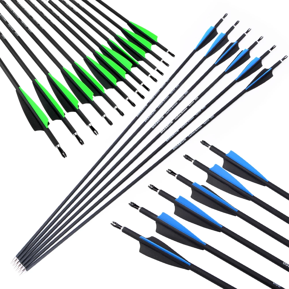 

6/12/24 Pcs Archery Carbon Arrows ID6.2mm Spine 500 Carbon Fiber Arrow Recurve Bow Compound Bow Hunting Shooting Target Practice