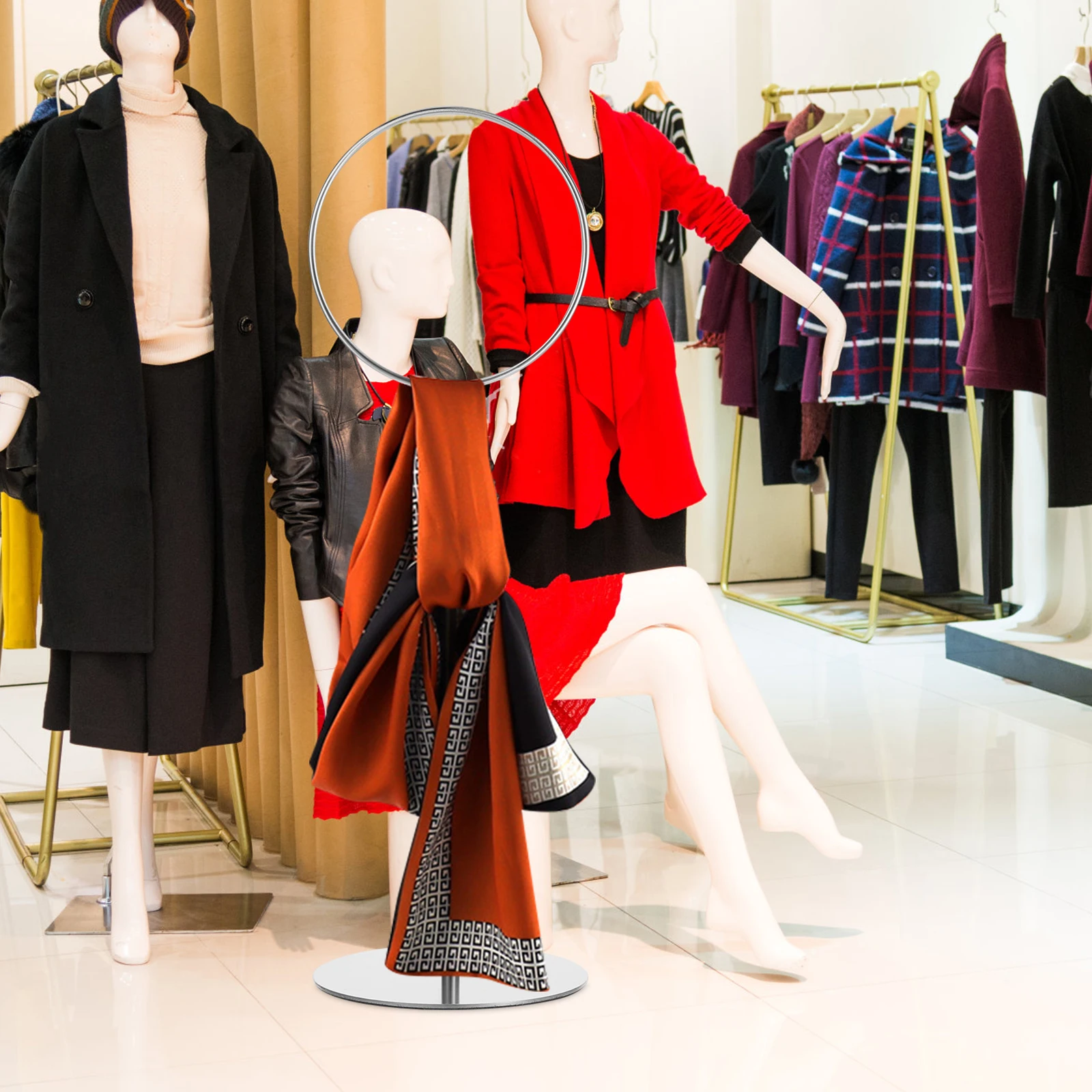 

Scarf Display Stand Storage Organizer Holder Hanger for Scarves Floor-standing Rack