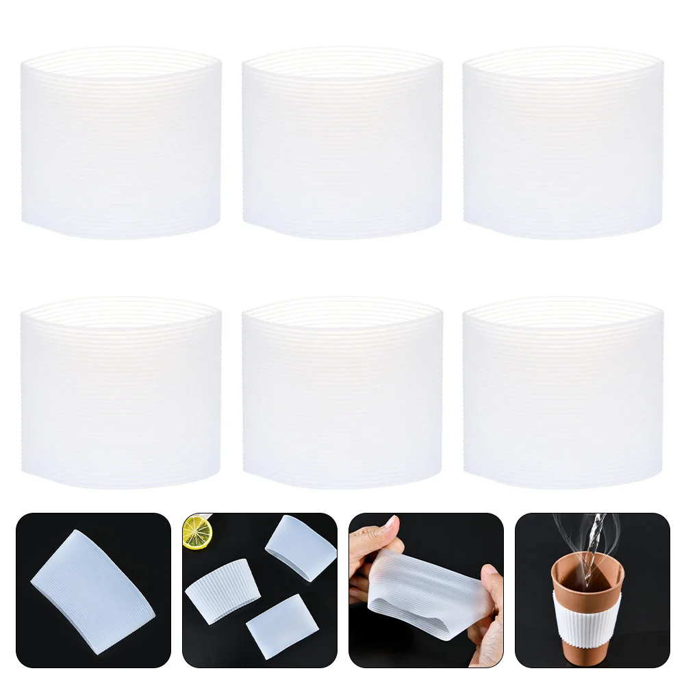 

9pcs Silicone Cup Cover White Portable Anti-Slip Heat Insulation Sleeve For Coffee Mug Bottle Cup Sleeves Kitchen Barware