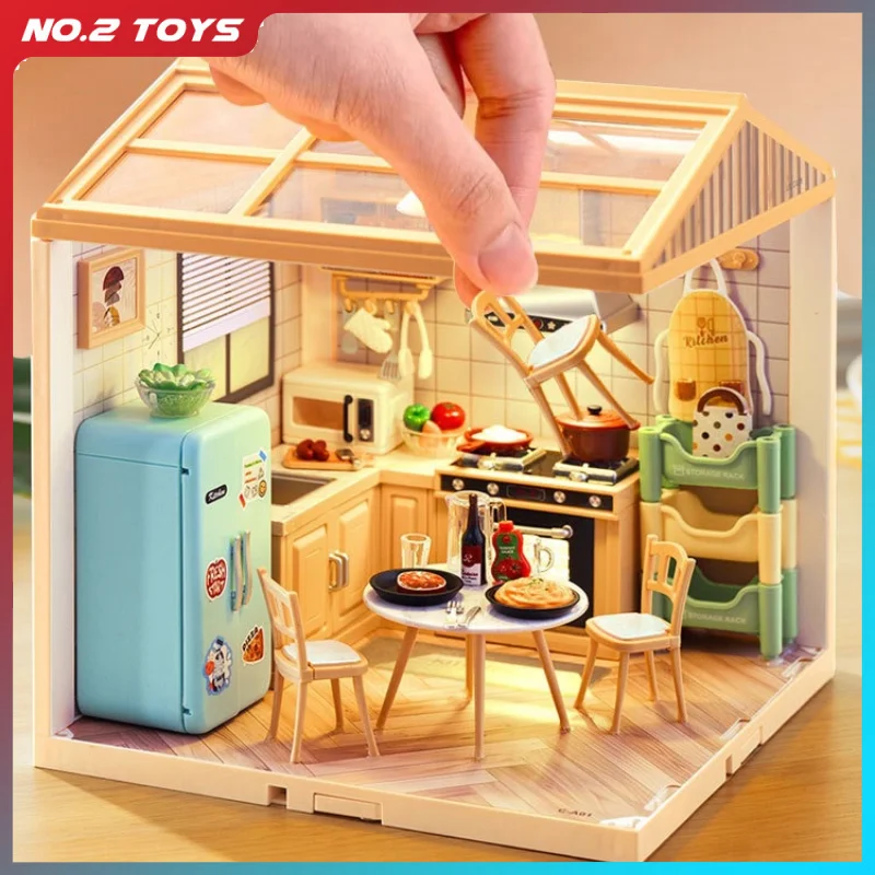 

DIY миниатюрный комплект дома, сборная модель, сцена, микро строительные блоки, ремесленный дом, спальня, кухня, детские игрушки, домашний декор