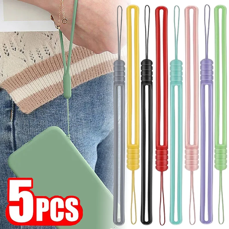 Sangles de poignet en Silicone, lanière à main pour téléphones portables, clés d'appareil photo, chaîne universelle Anti-perte, corde suspendue, porte-clés, 1/5 pièces