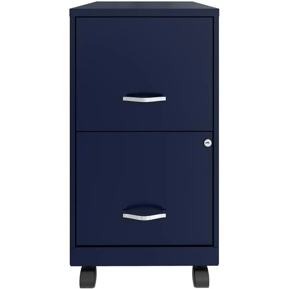 

18 Deep Steel Mobile File Cabinet with Smooth Glide, Locking Drawers, Letter-Size Storage, Navy Finish, Casters for Home or Offi