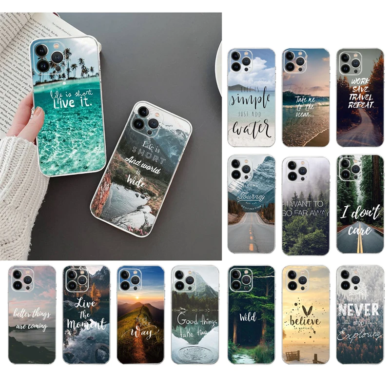 

Phone Case For iphone 17 Pro Max Air 16 15 14 13 Pro Max 15 16 Pro 15Plus Travel Mountain Forest Sea Beach quotes