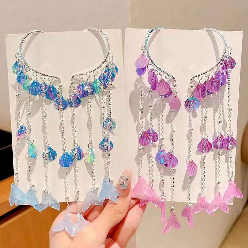 

Детская заколка для волос с бахромой на лоб, милая и нежная заколка для девочек, аксессуар для волос с бантом для маленьких девочек