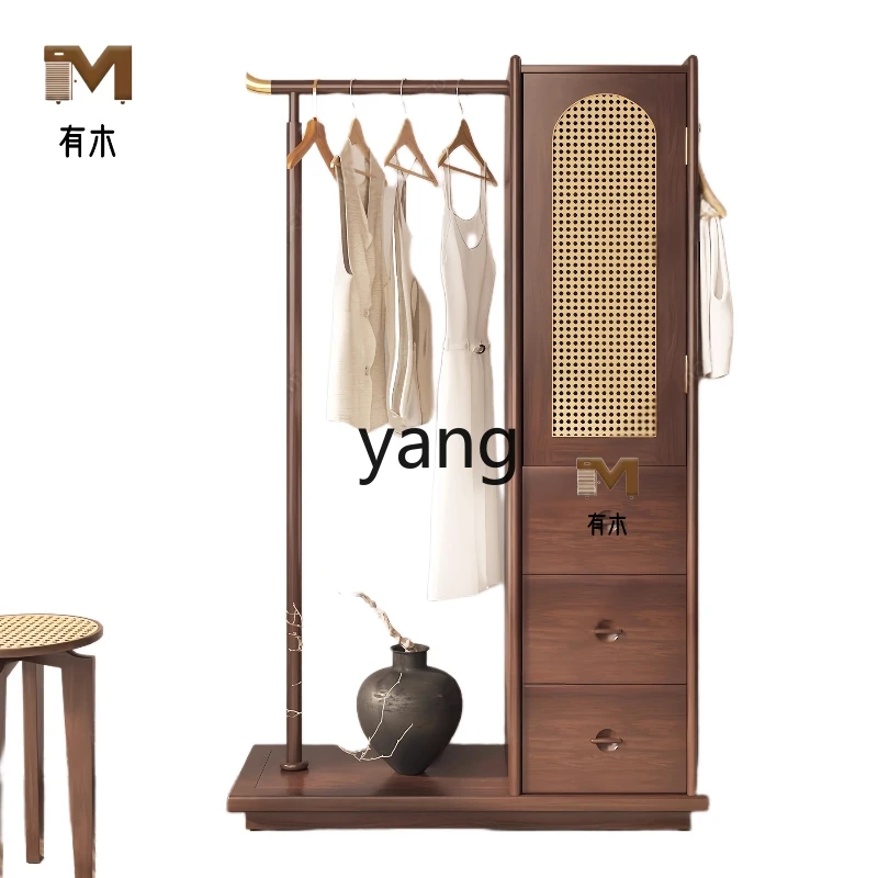 lmm New Chinese Style Coat Rack Floor Storage Solid Wood Clothing Store Display Rack Tea House Bedroom Clothes Rack