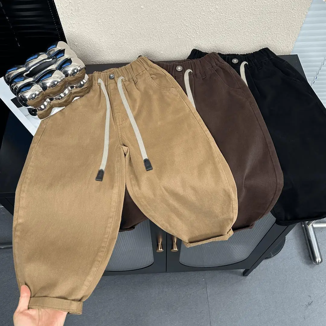 Pantalons amples coréens pour garçons, pantalons décontractés pour enfants de mi-âge, pantalons amples de travail, pantalons longs tendance pour enfants