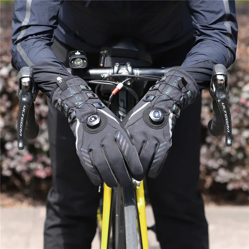 WEST BIKING Autumn&Winter Cycling Gloves Self-locking System Bike Gloves Touch Screen Waterproof Bicycle Mitts Cycling Equipment