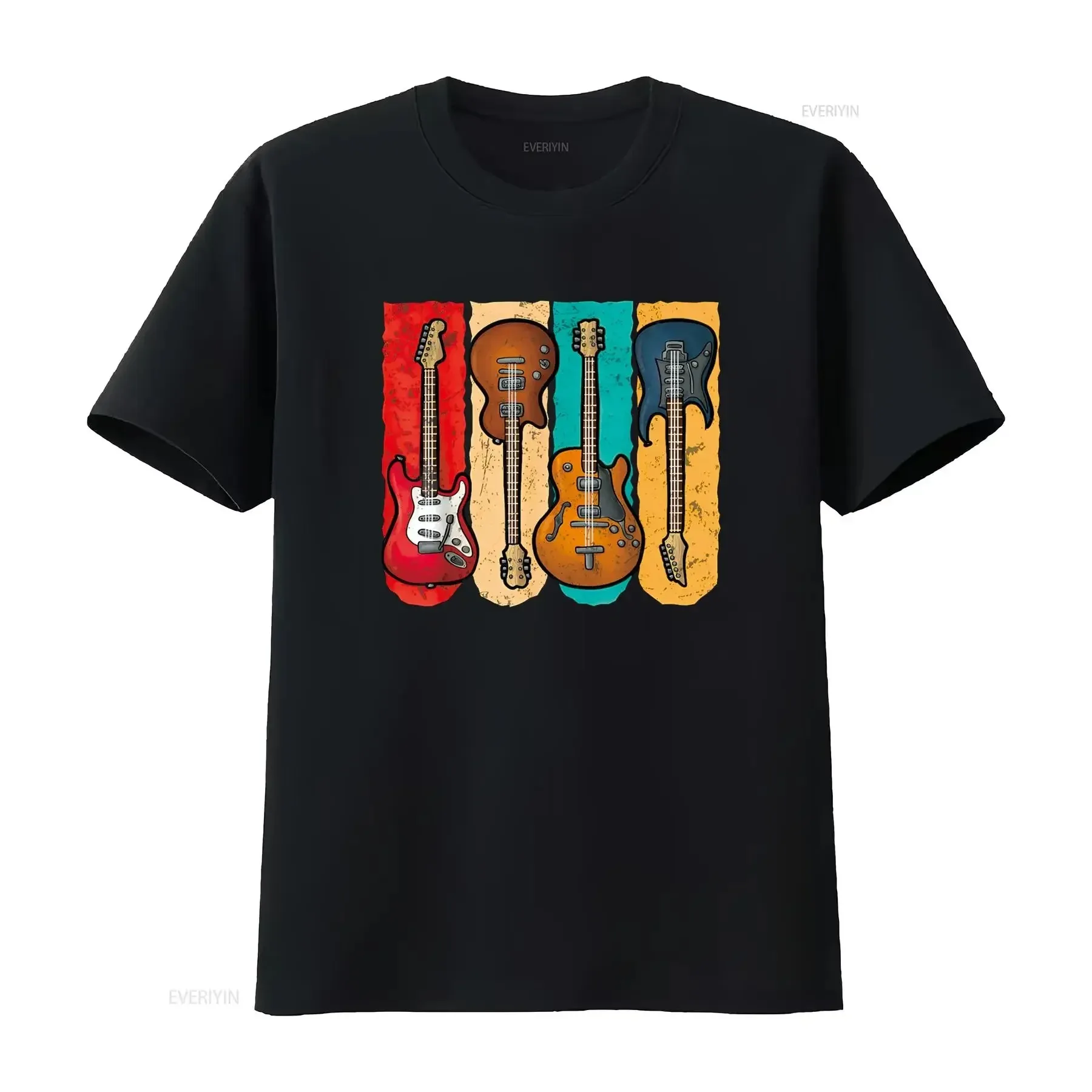 Retro Vintage Guitar T Shirt For Men Boys Music Band Guitarist vintage Washed Top For Everyday Wear graphic Stylish Comfortable