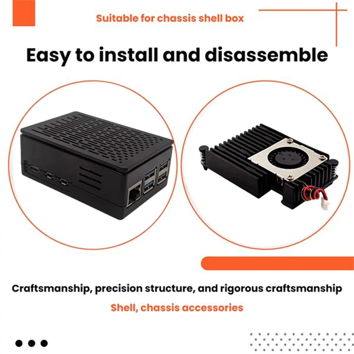 NEW FACTORY~For 5 Case Cooling Shell with Cooling Fan Heatsink Install 3.5-Inch Screen Thermal Enclosure