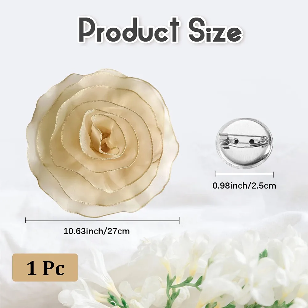 1Pc Flower Polyester Brooches Alloy Lapel Pins for Clothes Wheat 260mm view 2