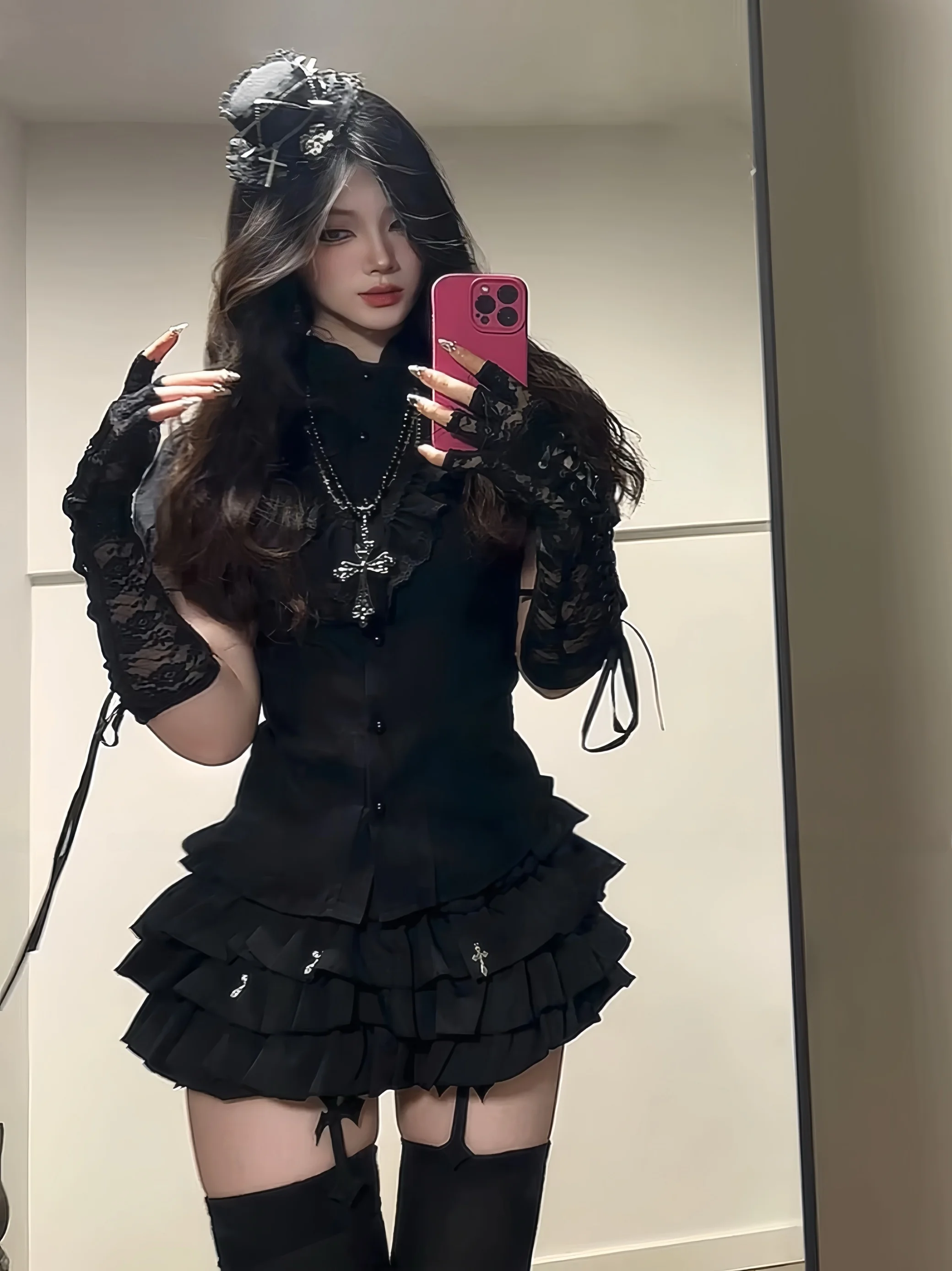 

Gothic k Sle loween ort Skirt Puffy Cake Skirt Lolita Bloom ort Skirt Ball Gown Pants Sexy Cross Design Polyester...