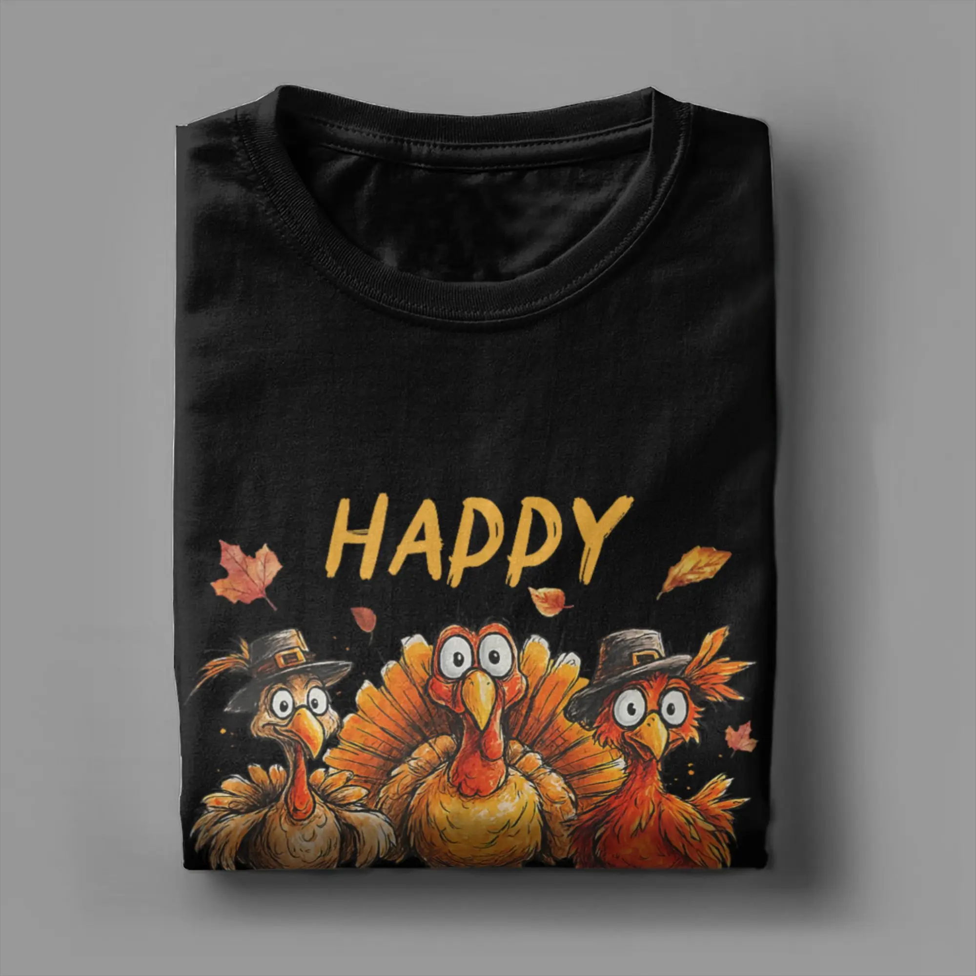Men Happy Thanksgiving Funny Turkey Family Dinner T Shirts Pure Cotton Clothing Novelty Short Sleeve Round Neck Tee Shirt #4