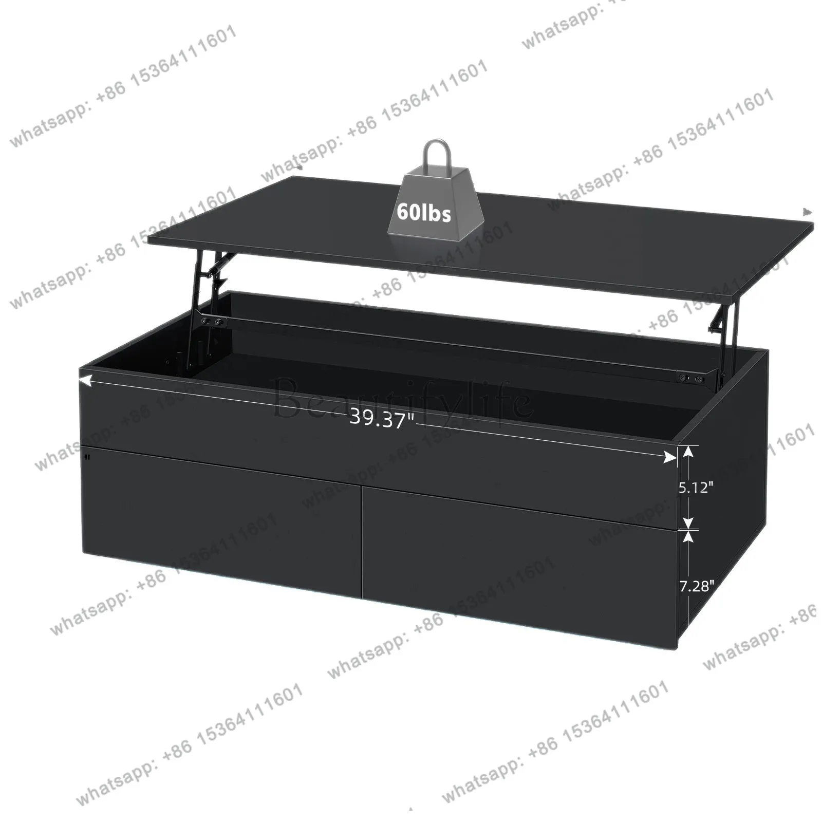 Cross-border liftable ceiling floor-to-ceiling coffee table large-capacity storage storage table